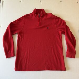 Men's Chaps Long Sleeve 1/4 Zip Red Size Large 100% Cotton Casual Shirt